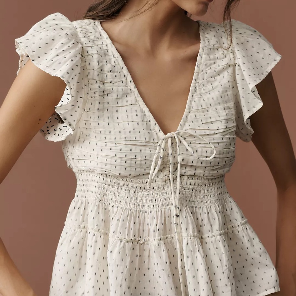 By Anthropologie Flutter-Sleeve Blouse